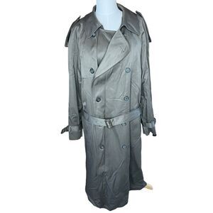London Fog Men’s Double Breasted Lined Trench Coat Olive Green Size 42 Long